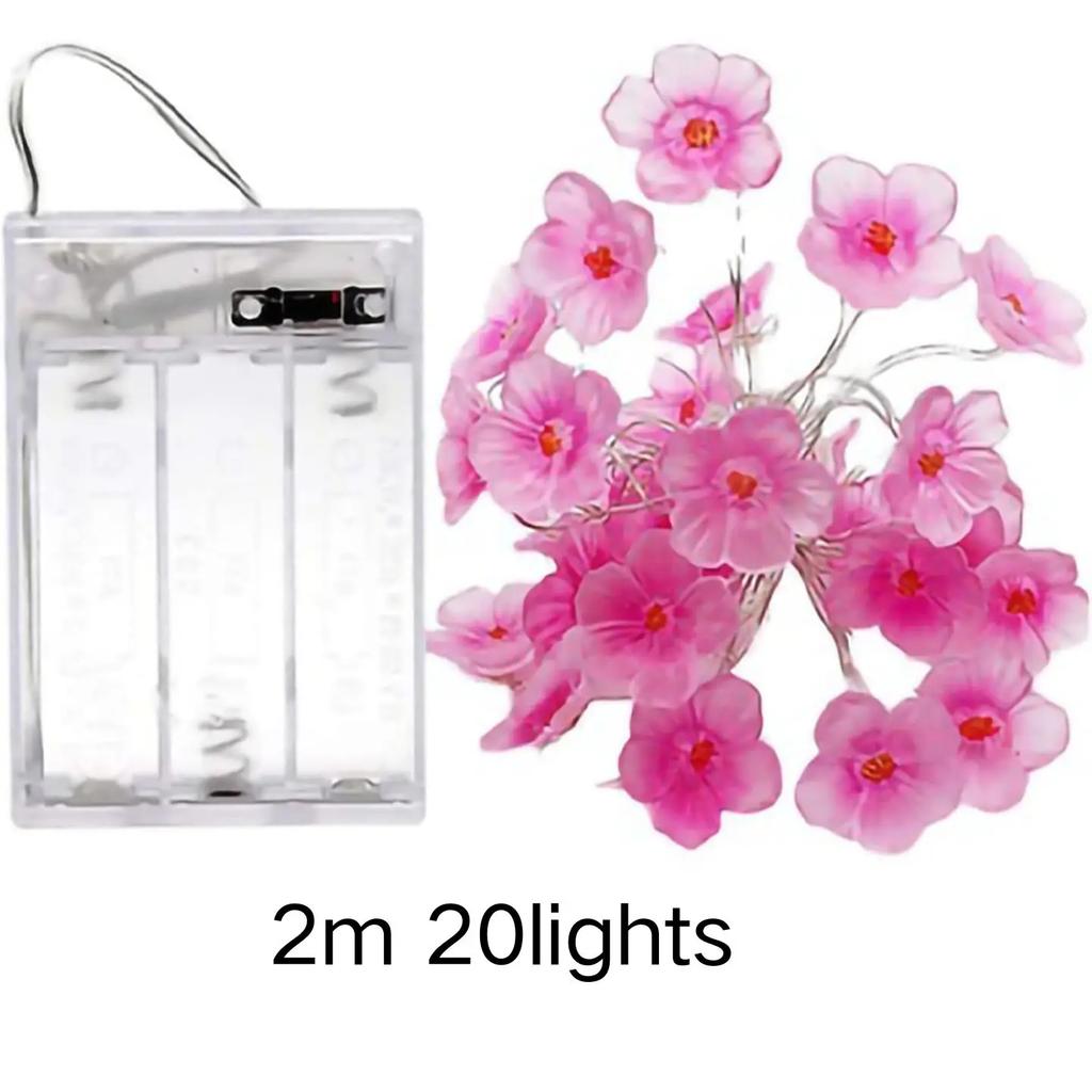 LED Flower String Lights - Fairy Cherry Blossom Battery Operated for Wedding Party Decor
