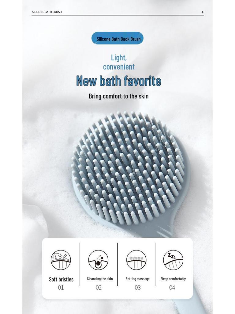 Silicone Long-Handle Exfoliating Shower Brush & Back Scrubber