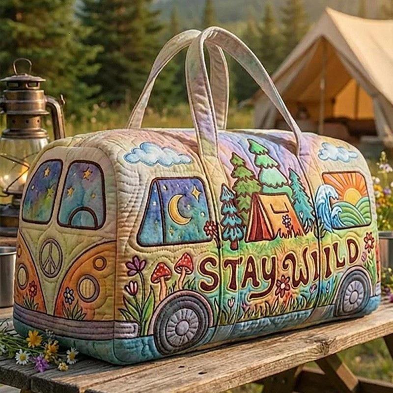 3D VW Bus Retro Travel & Gym Bag: Trendy Short-Distance Fashion