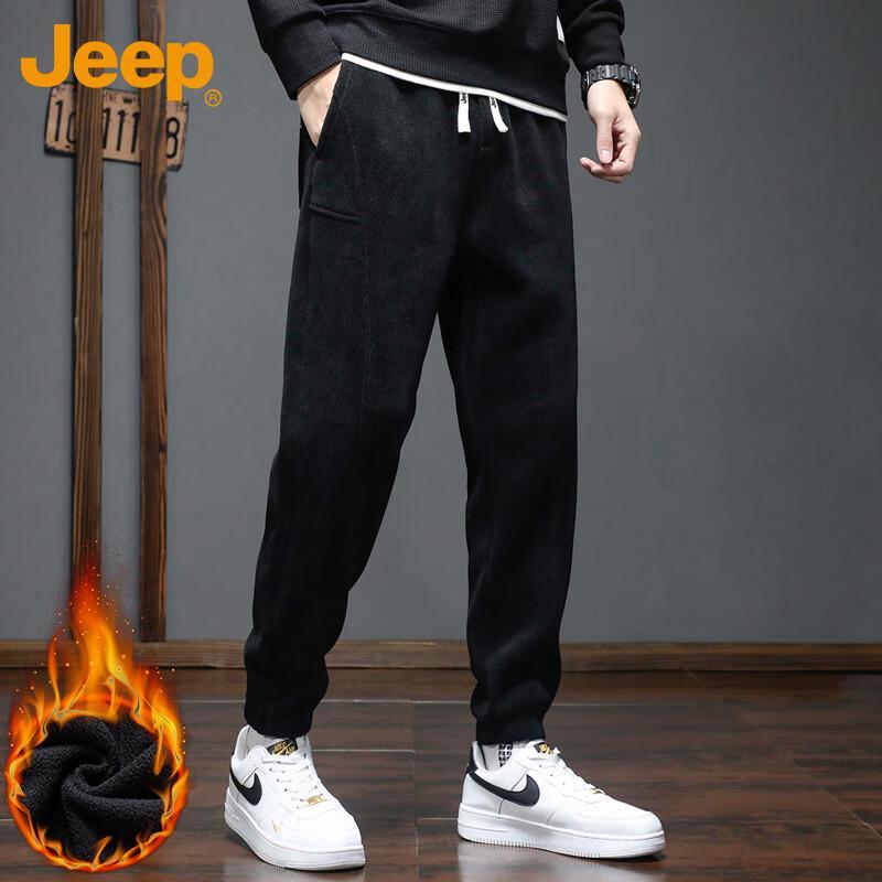 Jeep Men's Fleece-lined Corduroy Jogger Pants