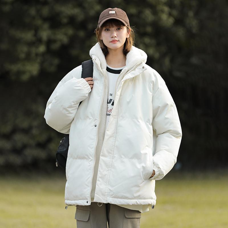 

Autumn and winter vacation two pieces loose cotton jacket trendy down jacket trendy short bag jacket versatile hooded outside M білий