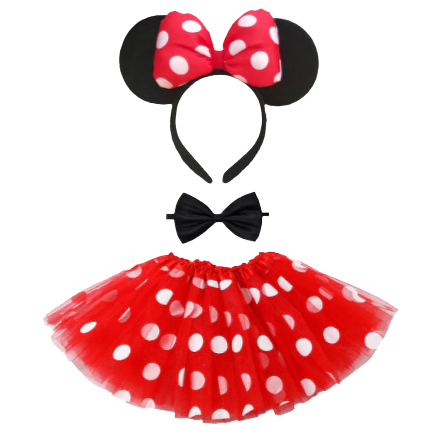 

Костюм для косплея на Хэллоуин Минни Маус [Набор из 3 предметов]: [Повязка на голову, галстук-бабочка и юбка] Детский костюм принцессы для девочек