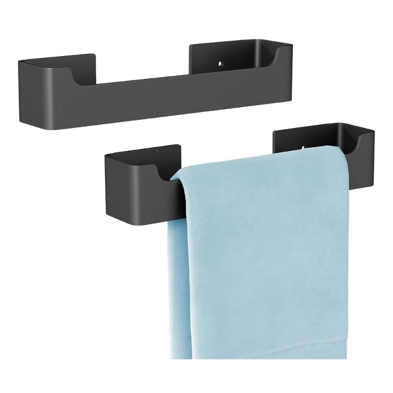 Auto Stick Bathroom Towel Rack 30cm Aluminum Wall Mounted Towel Holders Simple Installs for Kitchens Not Holes Required