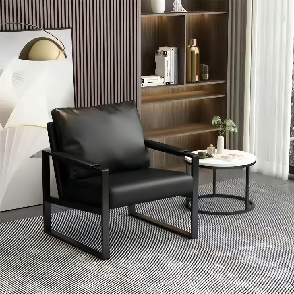 Italian Light Luxury Single Sofa Chair - Wrought Iron, Ideal for Small Living Rooms
