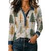 Stylish Women's Casual Loose Fit Long Sleeve Christmas Print Patchwork Top for Holiday Parties