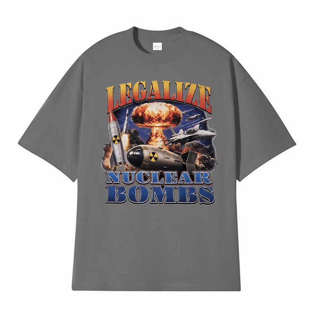 Bombs Funny Vintage Graphic T-shirts Men's Clothing Fashion T-shirt Oversized Cotton Short Sleeve T Shirts