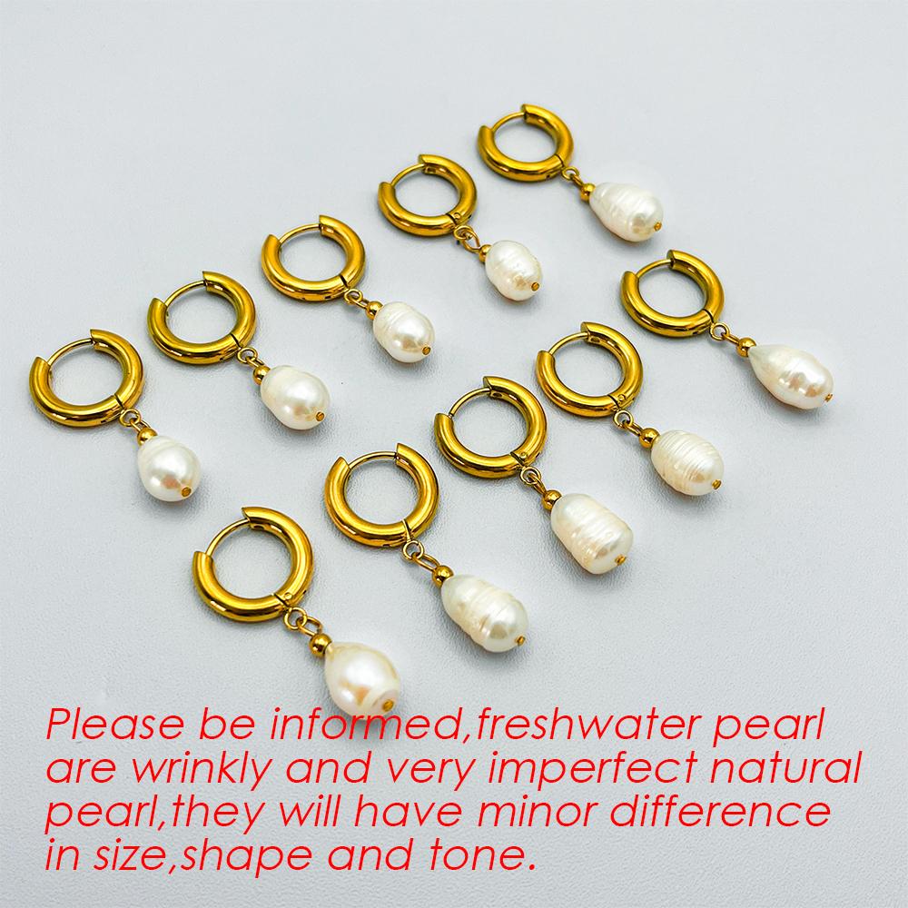 14K Gold-Plated Freshwater Pearl Pendant Ladies Party Earring High-quality Stainless Steel Accessories High-grade Jewelry Wholes