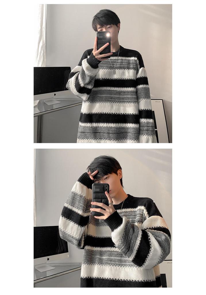Men's Autumn/Winter Oversized Striped Knitwear