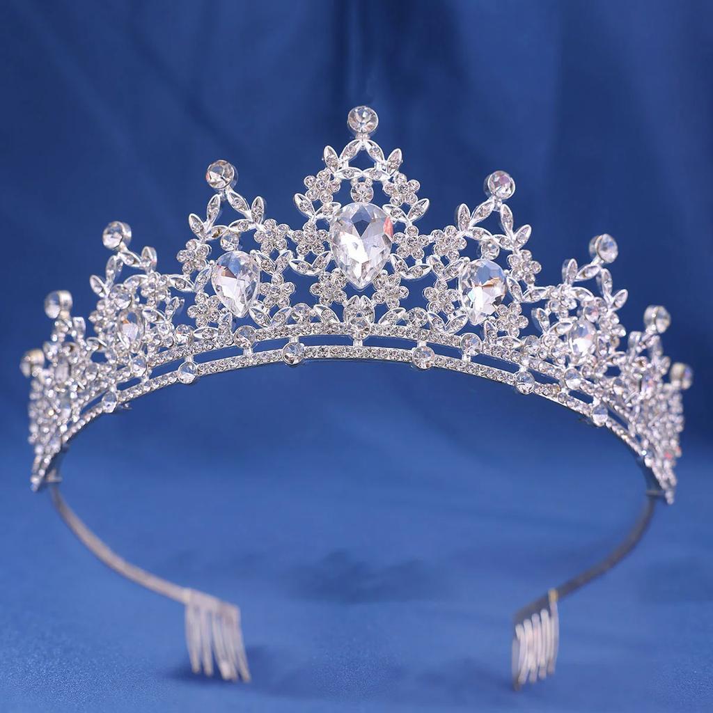 Baroque Vintage Crystal Rhinestone Crowns With hair comb Diadems Headbands For Women Bride Wedding Hair Accessories Jewelry NONE