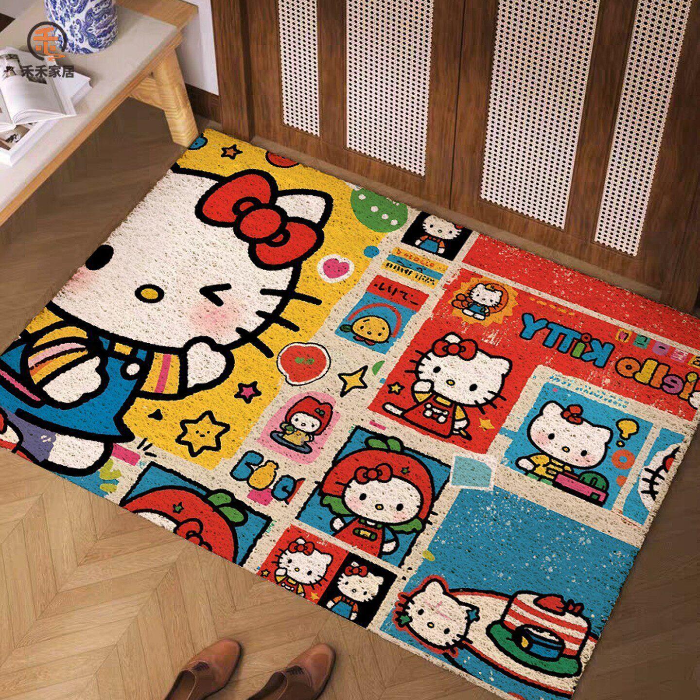Cartoon Door Floor Mat Wear-Resistant Dust Removal Silk Ring Floor Mat Outdoor Cutting Floor Mat Household Dirt-Resistant Pvc Floor Mat 40*60cm