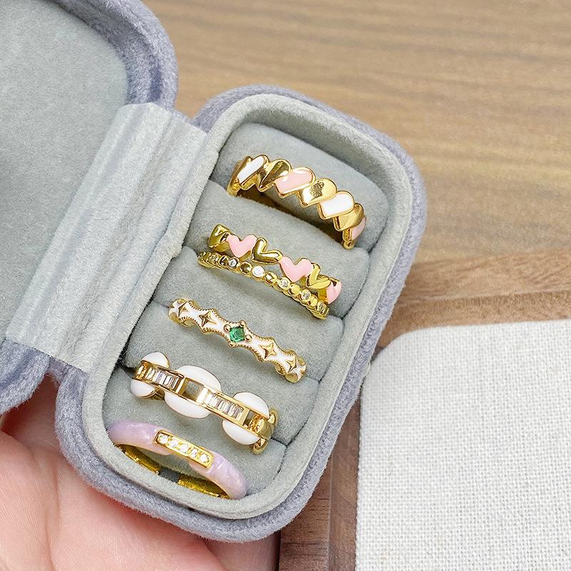 Xiaoxiangfeng Enamel Dripping Oil Opening Ring, High-End Sense, Fashion Niche Temperament, Light Luxury Index Finger Ring, Female