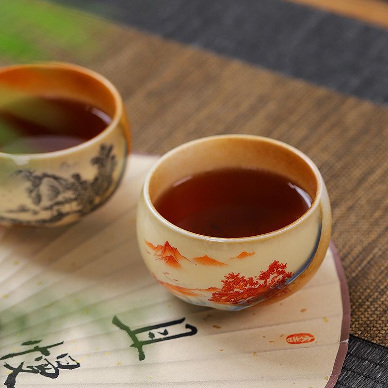 1 Stück Teemeister-Teetasse im chinesischen Stil, Imitation brennendes Brennholz, Keramik-Haushaltsteetasse, einfacher Retro-Stil, Teetasse, persönliche Teeschale