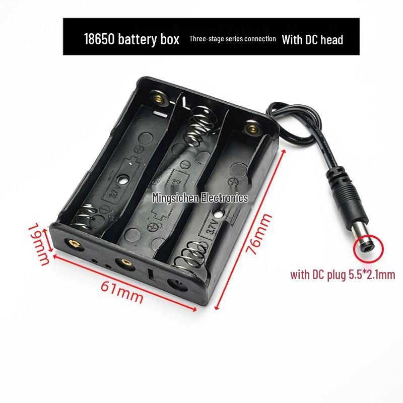 18650 Lithium Battery Holder with Lid and DC Plug - Supports 1 To 4 Cells In Series/Parallel (3.7/7.4V)