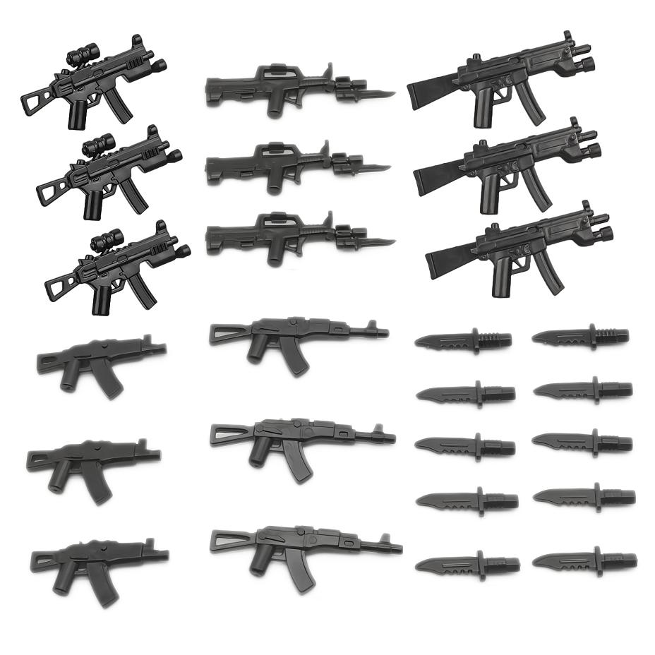 Modern Special Force Weapons Militarys 25PCS Guns Soldiers MOC Minifigs Model SWAT Army Accessory Building Blocks Toy for Boy