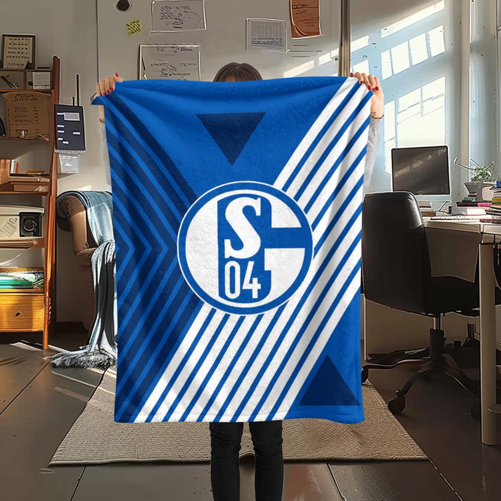 1 szt. Koc Flanelowy z Nadrukiem FC Schalke 04 Wysokiej Jakości Ciepły Komfortowy Pokrowiec na Wszystkie Pory Roku Idealny na Prezenty Wystrój Domu