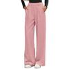 Women Pants Elastic Mid-rise Wide-Leg Loose Style Long Pants Autumn Winter Ribbed Casual Trousers with Pockets
