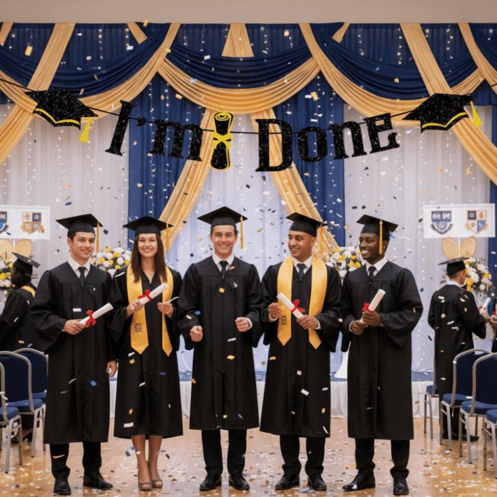 Gold Shining Graduation Party Banner Glitter Decor Graduation Hanging Banner  Photo Background