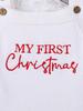 Children's Christmas Embroidered Suspender Romper