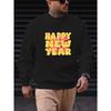 Men's Happy New Year Pattern Casual Crew Neck Sweatshirt.