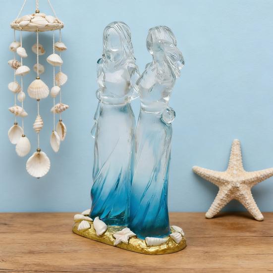 Sea Glass Style Sisters Friendship Figurine Resin 2/3/4 Sisters Hugging Sculpture Memorial Keepsake Gift for Sister Best Friend Woman