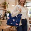 Elegant Floral Pattern Women's Large Tote Bag Casual Daily Lightweight Portable Top Handle Handbag for Commute Shopping