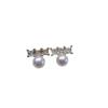 Natural freshwater pearl earrings for women, simple zircon single character balance beam, fashionable and versatile pearl earrings