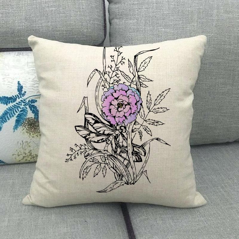 Colorful And Fresh Flower Bouquet Pattern Digital Printing Short Plush Pillow Covers For Sofa Office Cushion Cover Home Goods