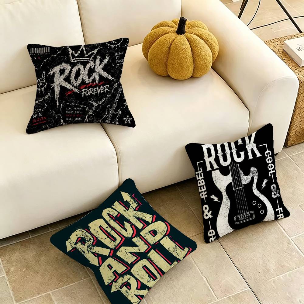 Logo Creative Punk Rock Style Square DoubleSided printed Pillow Case Bedroom Bedside Pillow Sofa Cushion Cover Gift