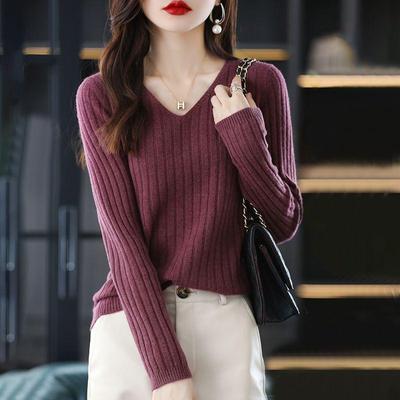 Frauen Pullover Langarm Top Gestrickte Pullover V-ausschnitt Mode Pullover Frau Winter Grundlegende Weibliche Kleidung Soild OL Pullover