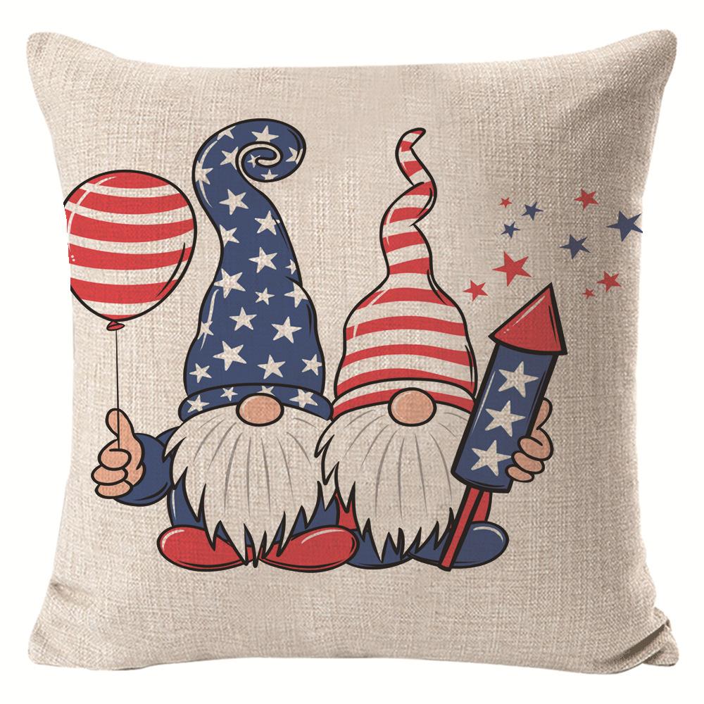 New American Independence Day Pillow Stars and Stripes Cushion Pillow Cover Festive Red and Blue Printed Letters One Piece