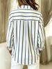 Women's Casual Striped Lapel Button-down Shirt, Loose Long-sleeved Top