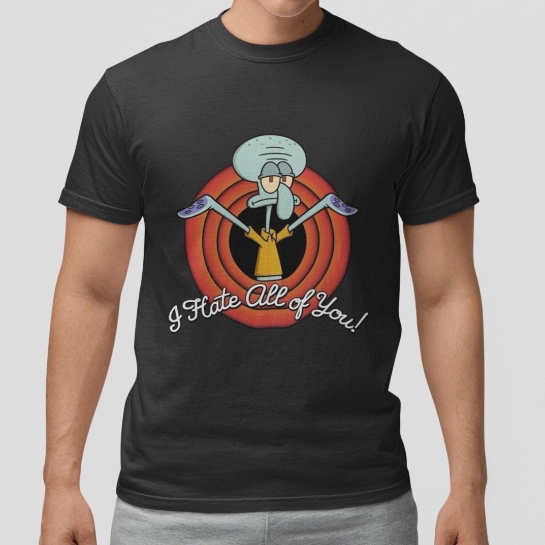 Squidward I Hate All Of You T-Shirt Funny Meme Cartoon Graphic Tee Unisex Gift S