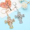 Catholic Cross Keychain for Women Men Rhinestone Religious Christ Keyring Bag Pendant
