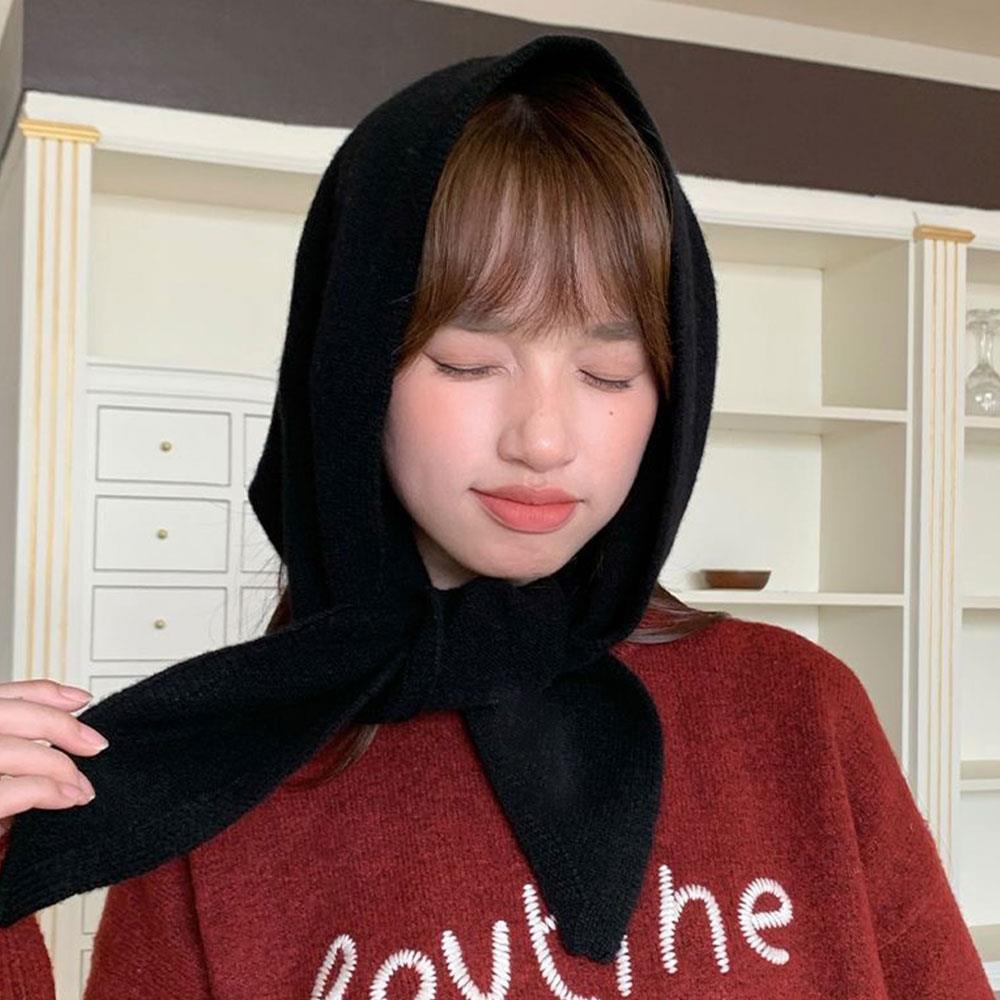 Winter Wool Korean Style Knitted Triangular Scarf Women Winter Warm Headscarf Shawl Multi-functional Neckerchief Hair Wrap