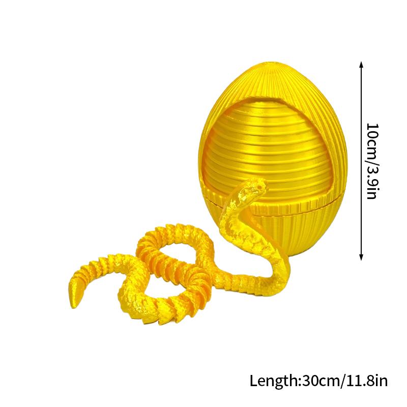 3D-gedrucktes Kobra-Schlangen-Ei-Set Flexibles Schlangenmodell Rotierendes Öffnen Schließen Ei-Figur Schreibtischornament Kinderspielzeug Neuartige Geschenke