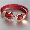 European and American Men, Bracelet Gold Personalized Cowhide Woven Boat Anchor, Genuine Leather Bracelet Leather Rope