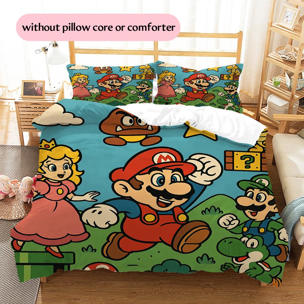 Mario Retro Comic Duvet Cover & Pillowcases, Mario Fan Bedroom Bedding, Perfect Gift.chl