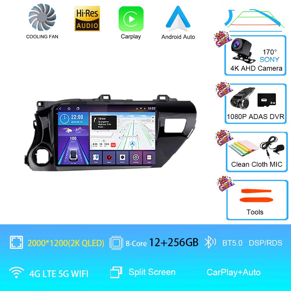 Car Radio Android 14 For TOYOTA HILUX PICK UP AN120 2015 - 2020 RHD/LHD Multimedia Video Player Receiver 5G DVD Wifi Carplay