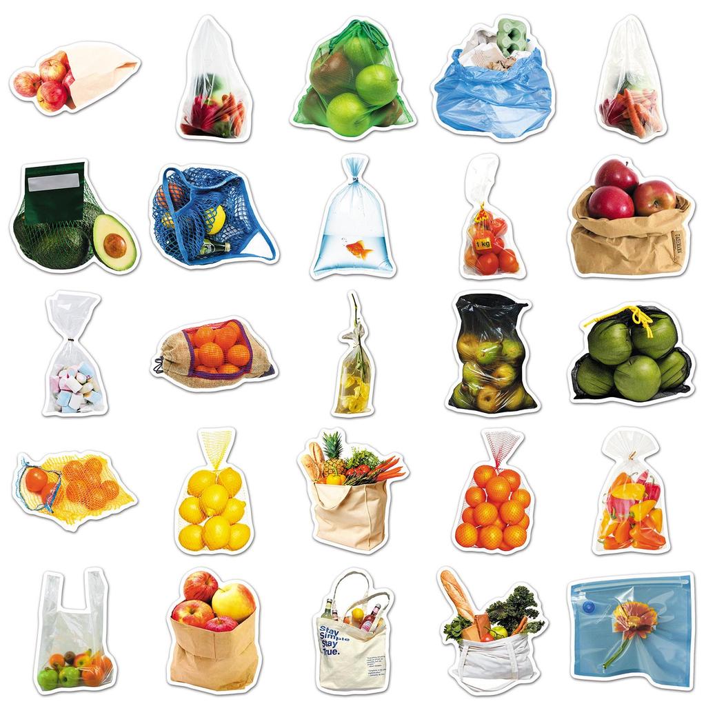 50-Pack Realistic Fruit & Vegetable Waterproof Stickers for Food Decoration and Notebook Planning