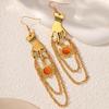European and American Finger Sun Earrings Are Hot-selling Temperament, Elegant and Charming Metal Flash Diamonds, Long Fringed Bows for Women