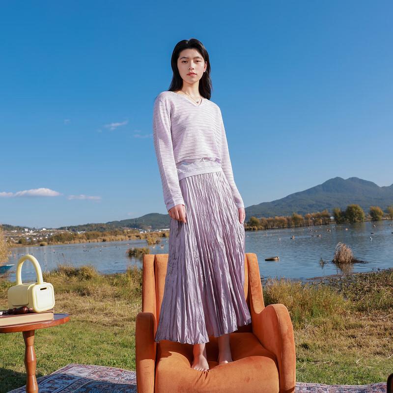Sancai Plus Size Pleated A-Line Maxi Skirt