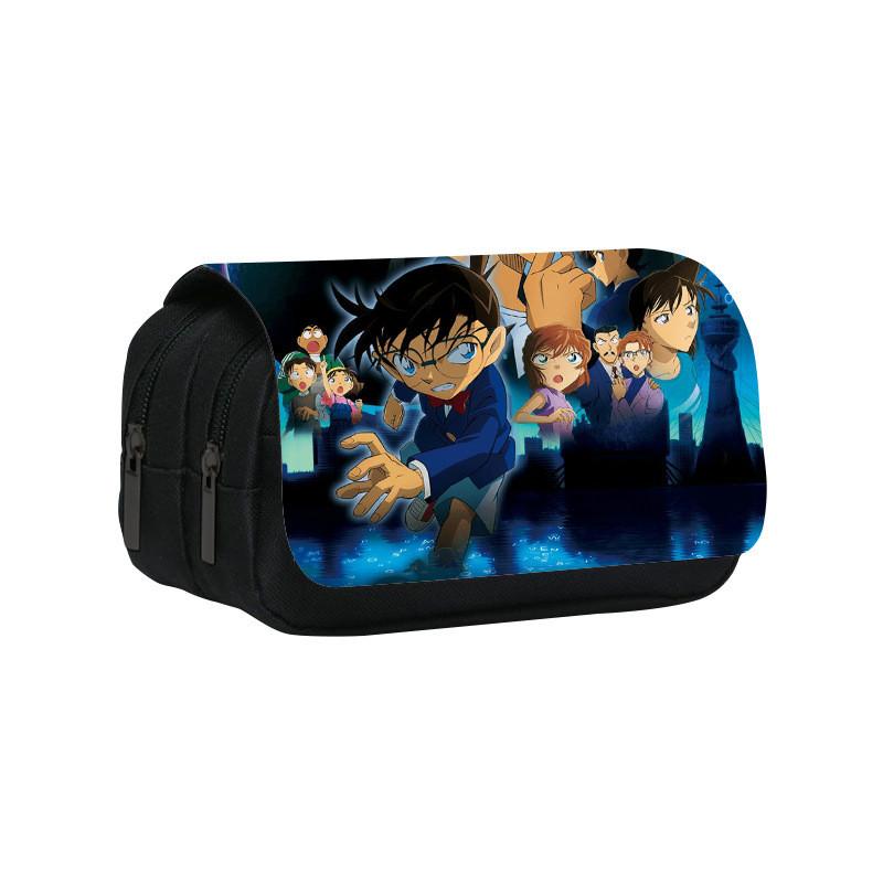 Detective Conan Double Layer Pencil Case Large Capacity Storage Organizer For Students