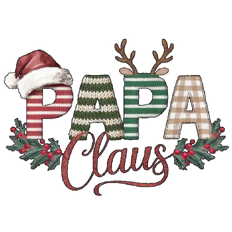 Christmas T Shirt Black Papa Claus with Santa Hat and Reindeer Antlers Print for Holiday Season