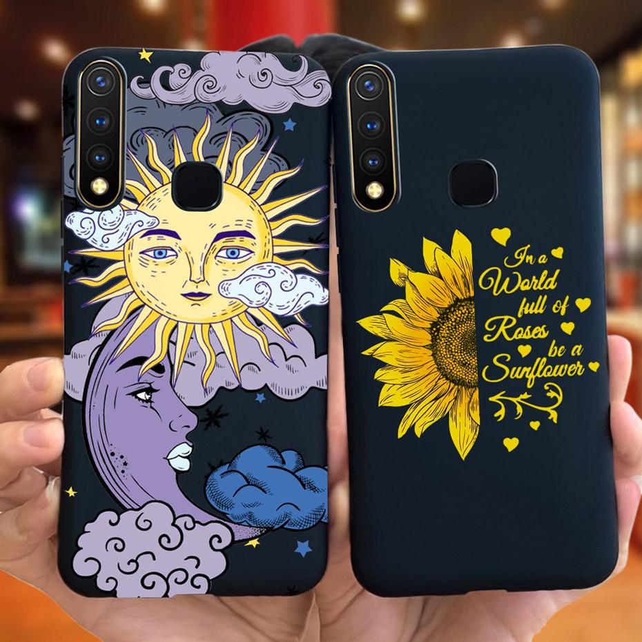 For Vivo Y19 2019 Case Cute Beautifly Flower Butterlfy Phone Cover For Vivo Y19 Y 19 1915 Black Silicone Soft TPU Case Bumper