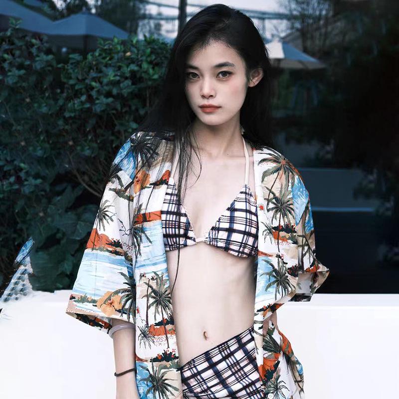 

Дженни Американский Стиль Острый Ретро Клетчатый Комплект Бикини - Сексуальный Гонконгский Стиль для Женщин Large