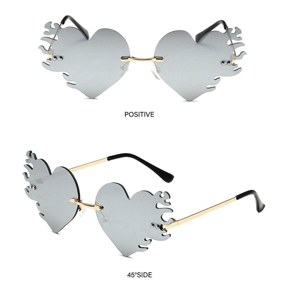 UV400 Protection Flame Love Sun Glasses Rimless Party Favor Eyewear  for Women & Men
