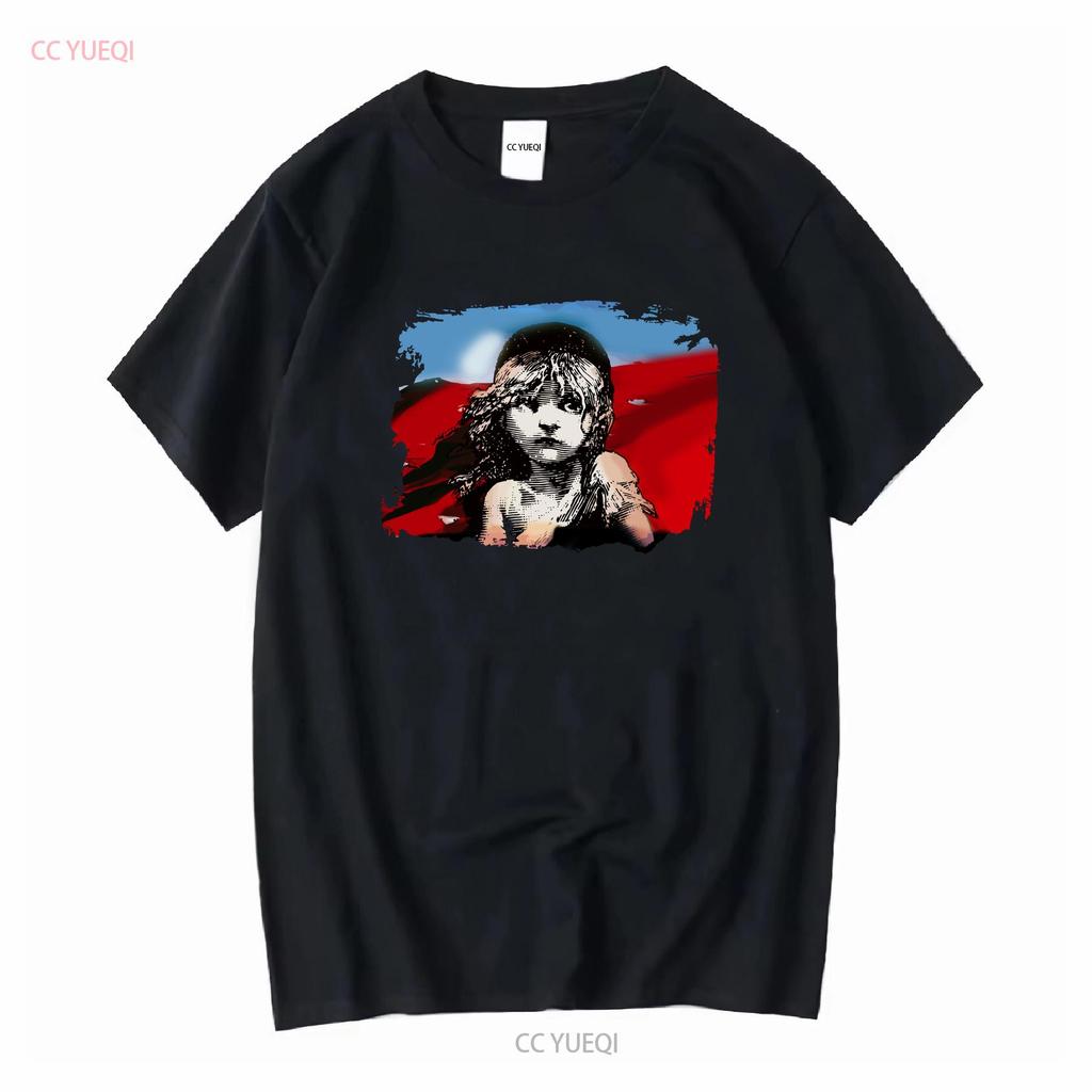 Les Miserables T-Shirt Herren Mittelblau Buch Musical Film Lang- oder Kurzarm Vintage Gewaschen Herren Weich Streetwear Grafik