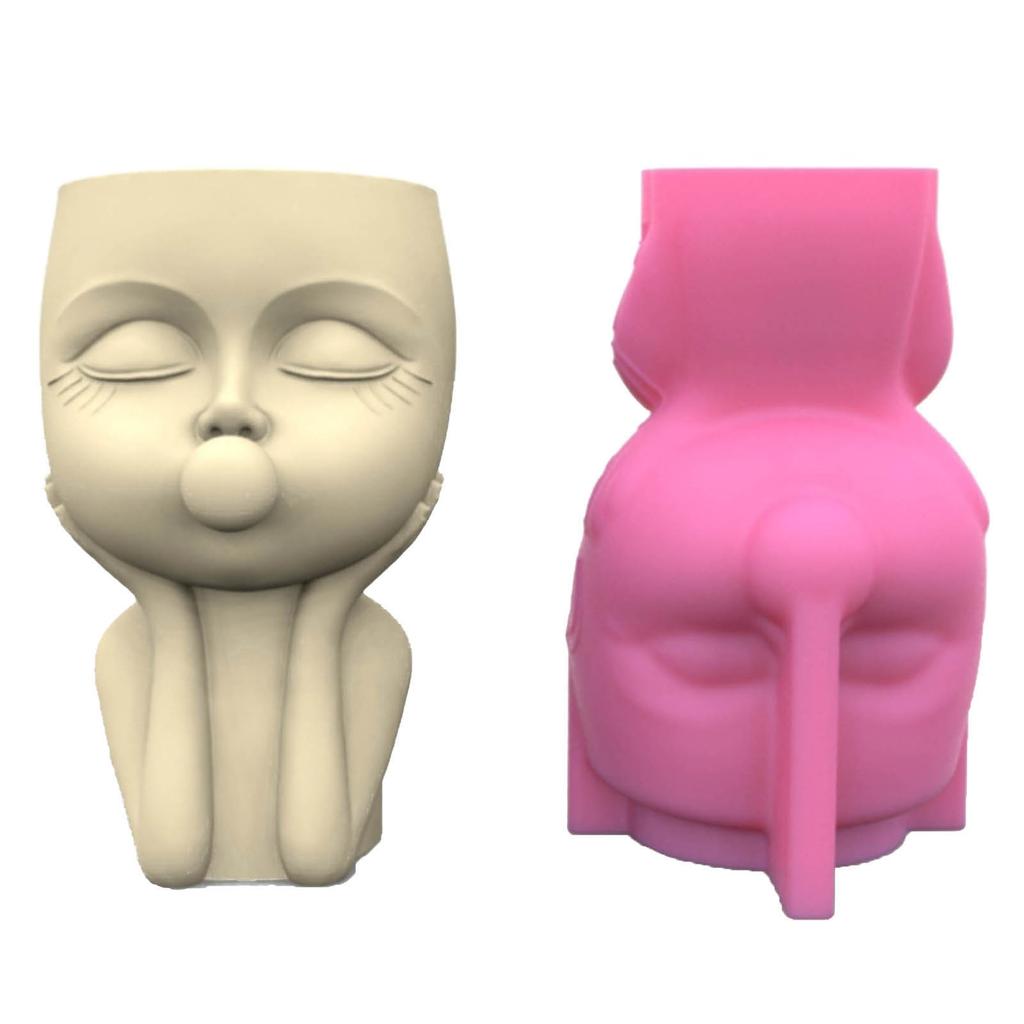 Minimalist Designs Mold Succulent Planter Silicone Molds Girl Head Shapes Flower Pot Epoxy Mould for DIY Enthusiasts