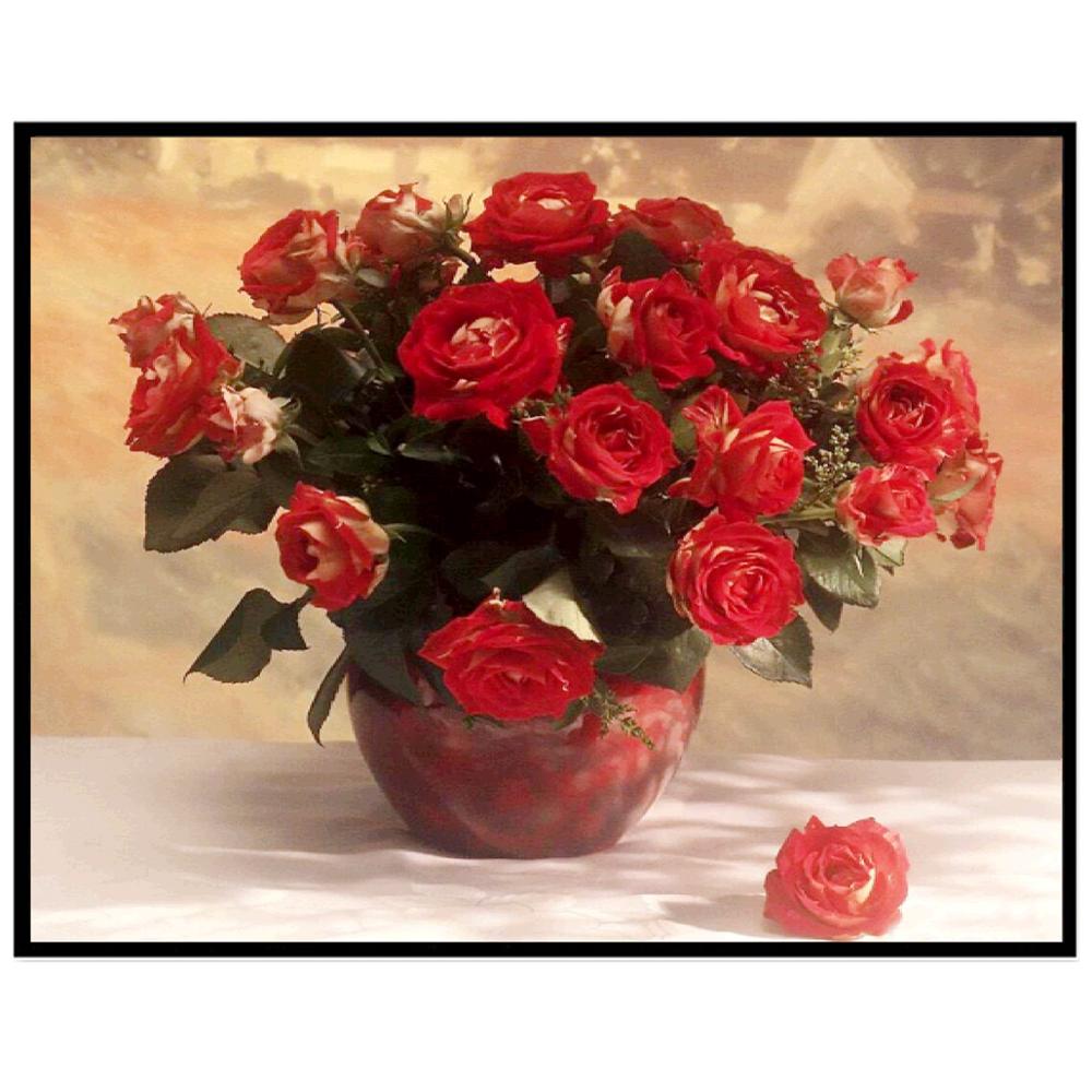 5D Diamantové malování Váza s růžemi DIY Dekorativní diamantové malování Pták Květina Křížková výšivka Zahrada Diamantová výšivka Domácí dekorace