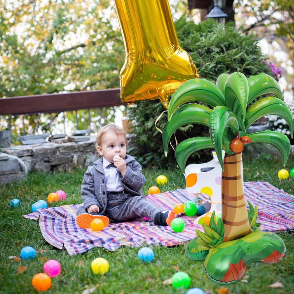 VICASKY Palm Tree Balloons, 3-Piece Set, Large Inflatable Foil Balloons for Hawaiian Party Decorations, 52x37x64 Inches, for Indoor and Outdoor Use